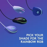 Logitech G203 Wired Gaming Mouse, 8,000 DPI, Rainbow Optical Effect LIGHTSYNC RGB, 6 Programmable Buttons, Blue