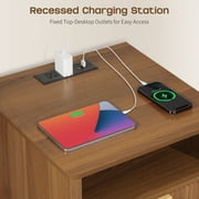 HIPPIY Co.ltd Fluted Nightstand with Charging Station, Bedside Table with 2 Drawers and Storage… — $79.99 (43% off)