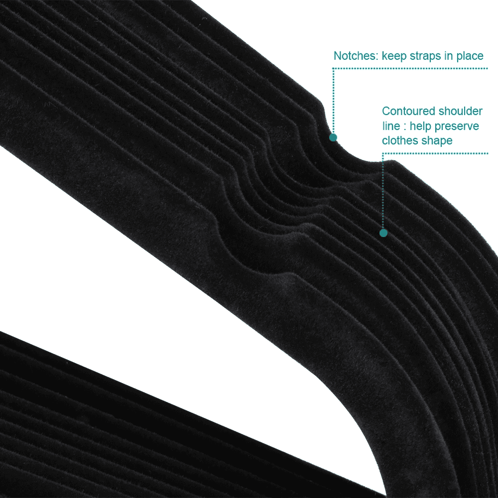 Renwick 100 Pieces Non Slip Velvet Clothing Hangers for All Ages, Black