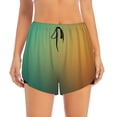 thumbnail image 2 of Xecao Orange To Teal Gradient for Double-layer Running Short for Women, Perfect for Gym, Tennis, and More, Featuring a Convenient Pocket-Large, 2 of 7