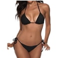 thumbnail image 2 of Bikini de mujer Sexy Lady Color sólido Traje de baño dividido Traje de baño de playa (Negro M) Ehuebsd Para estrenar, 2 of 5