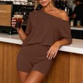 thumbnail image 5 of Naittoop Womens Matching Lounge Sets 2 Piece Off The Shoulder Short Sleeve Top and Biker Shorts Casual Travel Vacation Outfits, 5 of 5