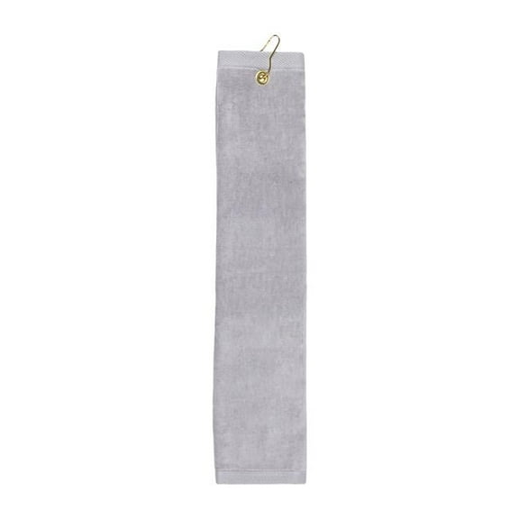 Towelsoft Golf-GV1201TR-SLVR Premium 100 Percent Cotton Terry Velour Golf Towel with Tri-fold Hook & Grommet Placement - 16 x 26 in. - Silver