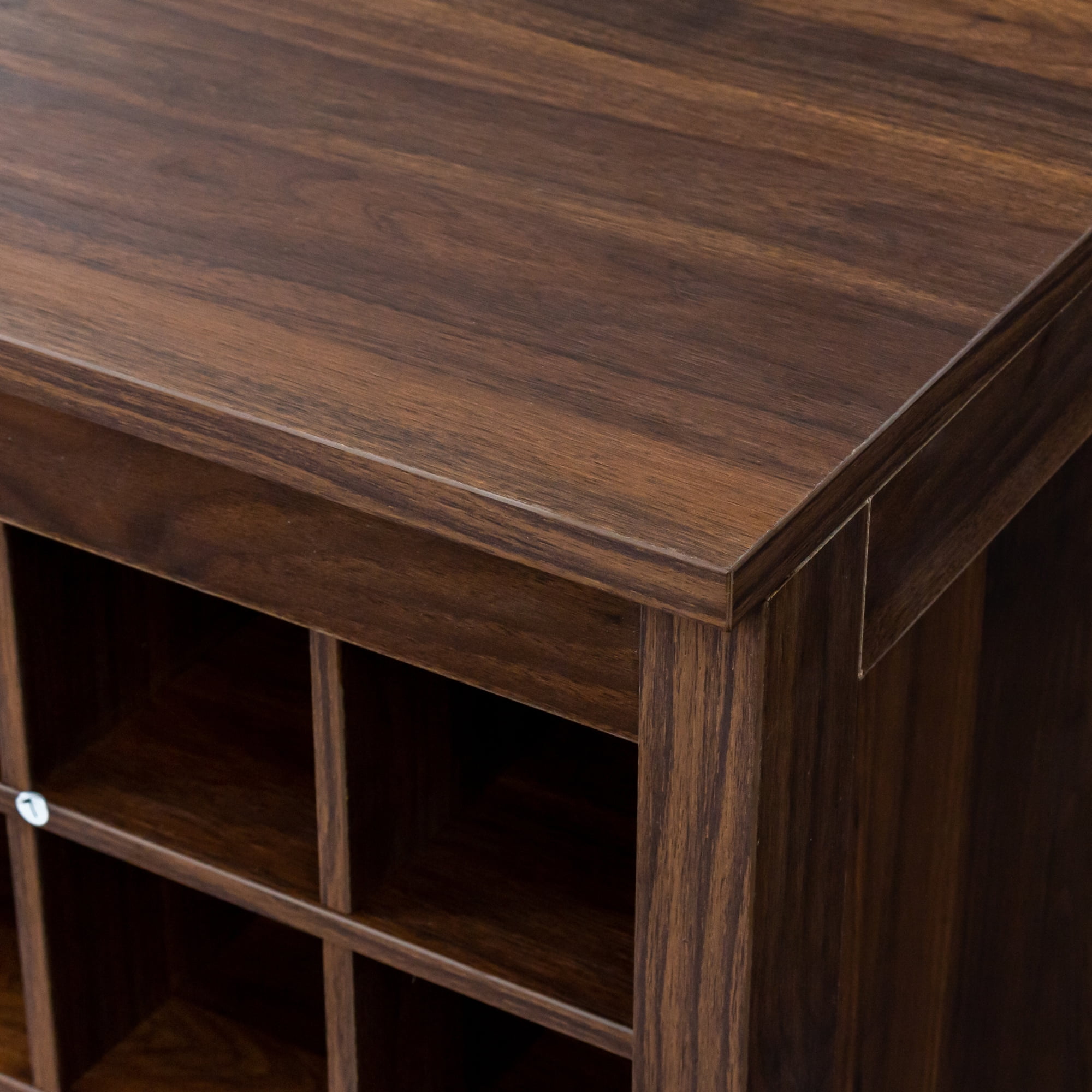 Wine Storage Cabinet Holds 32 Bottles, Modular Bar Cabinet or Buffet for Home Bar, Brown Walnut Finish, Designated Slots for Bottle Organization
