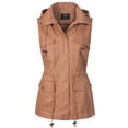 thumbnail image 1 of Made by Olivia Women's Drawstring Lightweight Loose Fit Sleeveless Vest Utility Jacket Taupe 1XL, 1 of 4