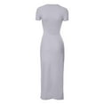 thumbnail image 4 of Women's Flowy Long Casual Dress Round Neck Solid Color Elegant Comfortable Daily Wear Fashion Outfit Womens Casual Trendy Midi Dresses, 4 of 5