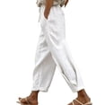 thumbnail image 3 of Cutuoiiu Womens Lightweight Solid Color Wide Leg Pants with Cuffed Hem and Pockets for Casual Outings Gift, 3 of 8