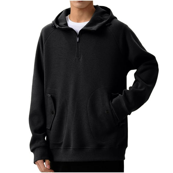 AnuYalue Big and Tall Hoodies for Men Fall Winter Trendy Oversized Pullover Quarter Zip Long Sleeve Sweatshirt with Pockets