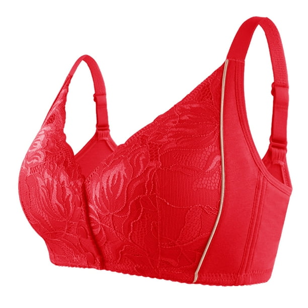 Aayomet Push Up Bras for Women Front Buckle Shaped Cup With Adjustable  Shoulder Straps and No Steel Ring Large Bra (Red, 38)