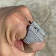 thumbnail image 4 of Men's Real Solid 925 Sterling Silver Initial Letter H Iced Baguette Flooded Out Big Hip Hop Ring Size 11, 4 of 9