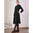 thumbnail image 3 of DARING DIVA Long Sleeve Flare Mock Neck Belted Church Dress 2XL Black, 3 of 6