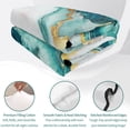 thumbnail image 4 of Full Quilt Set 78''x90'', Abstract Marble Lightweight Bedspread Coverlet Set with 2 Pillow Shams, Turquoise Abstract Golden Foil Texture Breathable All Season Quilt Bedding for Bedroom/Guest Room, 4 of 9