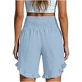 thumbnail image 7 of Levmjia Womens Ruffled Wrap Shorts High Waist Casual Polyester Elastic Waist Pocket Shorts for Everyday Wear Yoga Beach and Vacation All Season Comfort Stretchy Fit, 7 of 7