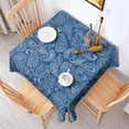 thumbnail image 2 of Blue Pioneer Flower and Paisley Pattern Square Tablecloth,Waterproof Square Table Cover,Wipeable Spillproof Washable Table Cover for Home Kitchen Party Decor 60"x60"(152x152cm), 2 of 6
