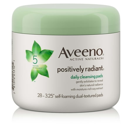 Aveeno Positively Radiant Exfoliating Daily Cleansing Pads, 28 Count