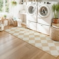 thumbnail image 4 of SUNDEREY 2'6''x8' Easy Jute Rugs for Hallway Entryway, 2.5x8 Non-Slip Washable Kitchen Rugs, Modern Checkered Hallway Rug, Farmhouse Neutral Soft Low Pile Carpet for Bedside Entry Front Door, Beige, 4 of 10
