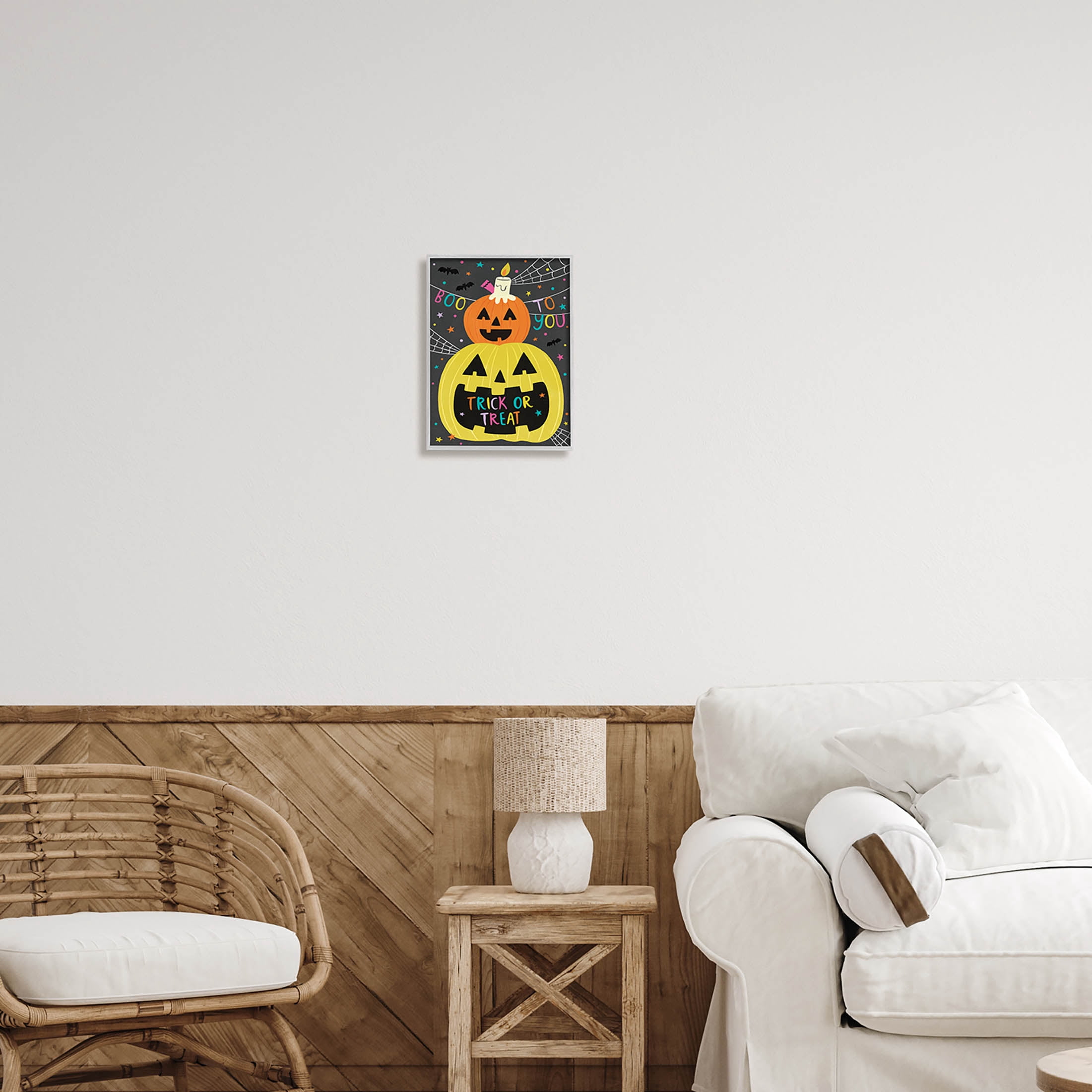 Stupell Industries Boo To You Fun Jack-O-Lanterns Graphic Art Gray Framed Art Print Wall Art, Design by Lisa Barlow