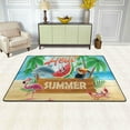 thumbnail image 2 of SKYSONIC 36x24in Landscape Beach Summer Area Rug, Flamingo Watermelon Non-Slip Floor Carpet for Indoor Living Dining Room Bedroom, 2 of 7