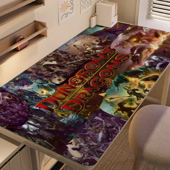 Dungeons and Dragons-themed extra-large Non-Slip Base leather Desk Table mat—versatile for computer desks, dining tables, and more.12"x24"(30X60cm）