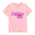 thumbnail image 2 of Frwgonr Toddler Girls T-shirts Short Sleeves Blouse Crewneck Birthday Graphic Summer Kids Tee Tops 2-15 Years, Pink, 2 of 5