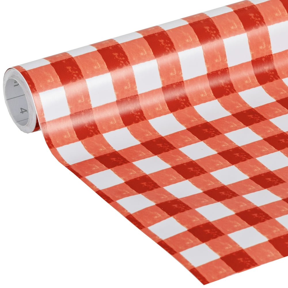 The Pioneer Woman Adhesive 20 in. x 12 ft. Shelf Liner, Red Gingham