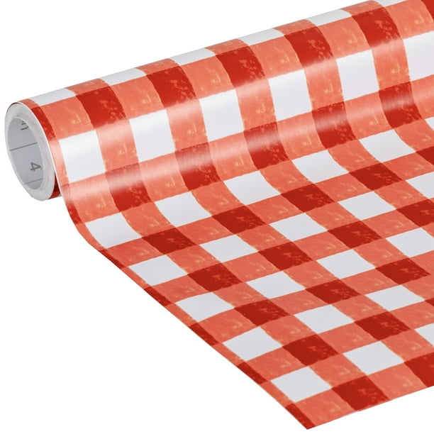 The Pioneer Woman Adhesive 20 in. x 12 ft. Shelf Liner, Red Gingham