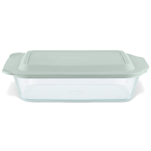 Pyrex Deep 7 x 11" Rectangle Glass Baking Dish with Sage Green Lid