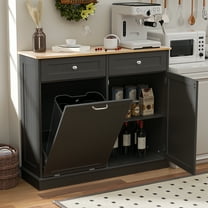 HARIPUL Single Tilt Out Trash Cabinet 13 Gallon Waste Bins Hidden Trash Bin w/ Hiddles for Kitchen, Black