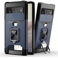thumbnail image 1 of KOMI Compatible for Google Pixel 6 Pro 2021 Case with Camera Cover & Kickstand, Slide Lens Cover+Rotate Ring Stand+Card Holder, Impact-Resistant, Full Protect for Google Pixel 6 pro Blue, 1 of 5