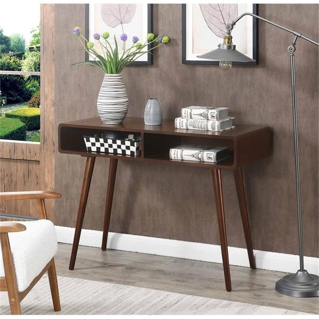 Pemberly Row Table Console Mi-Siècle en Finition Bois Espresso