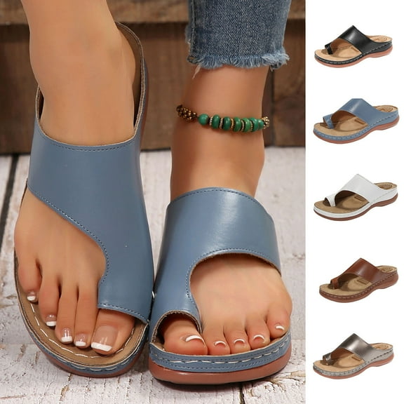 Miluxas Orthopedic Wedge Sandals for Women: Comfortable Dressy Summer Sandals Women Comfortable Casual Walking Wedges Platform White 9.5(43)