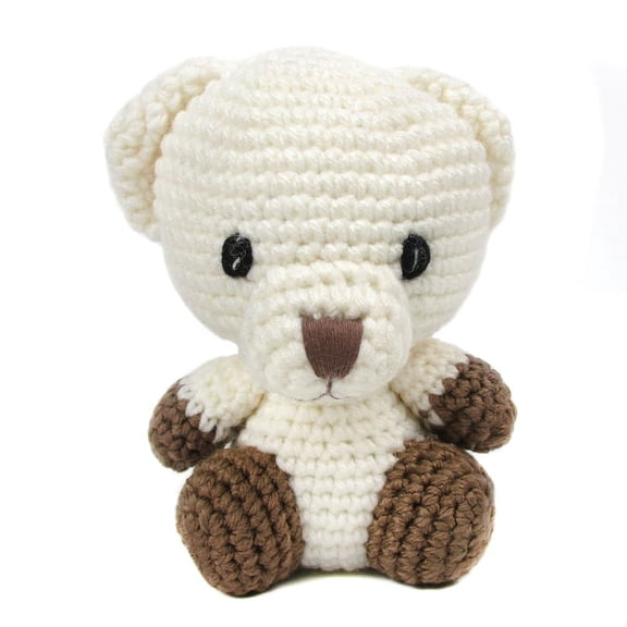Hand Crochet Stuff Toy 6" Inches White Sitting Bear Bobbie Plushy