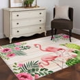 thumbnail image 3 of Pink Flamingos Area Rugs 3'x5', Washable Small Throw Rugs for Living Room Bedroom, Summer Tropical Flowers Cactus Wooden Indoor Outdoor Rug Non-Slip Low Pile Carpet Runner Reversible Floor Mats, 3 of 8
