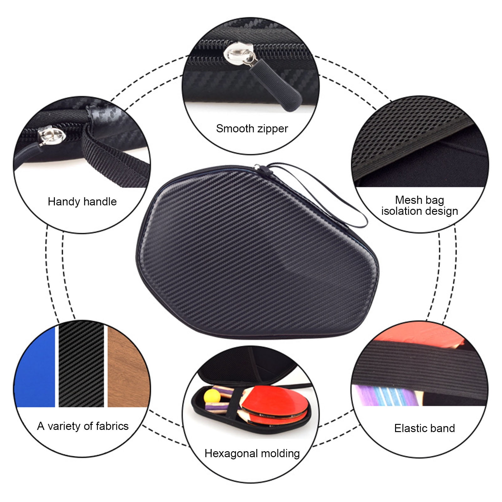 YIFAEUX Table Tennis Racket Cover Waterproof Ping Pong Paddle Storage Case Holder Hexagonal Racquet Bag for Home School Gym