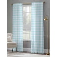 thumbnail image 4 of Aqua Blue Green Sheer Curtains 96 Inch Length 2 Panels Set, Checkered Plaid Gingham Lattice Trellis Voile Window Treatment Semi Sheer Long Curtains Drapes for Bedroom/Living Room/Kitchen 52"x96"x2, 4 of 7