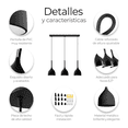 thumbnail image 4 of Lámpara Colgante Moderna Candelabro 3 Cabezas Alt. Ajustable ,Malubero,Negra, 4 of 5