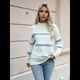 thumbnail image 5 of Suéteres Casuales de Punto con Estampado de Leopardo para Mujer, Suéteres de Larga con Cuello Redondo Azul M, 5 of 9