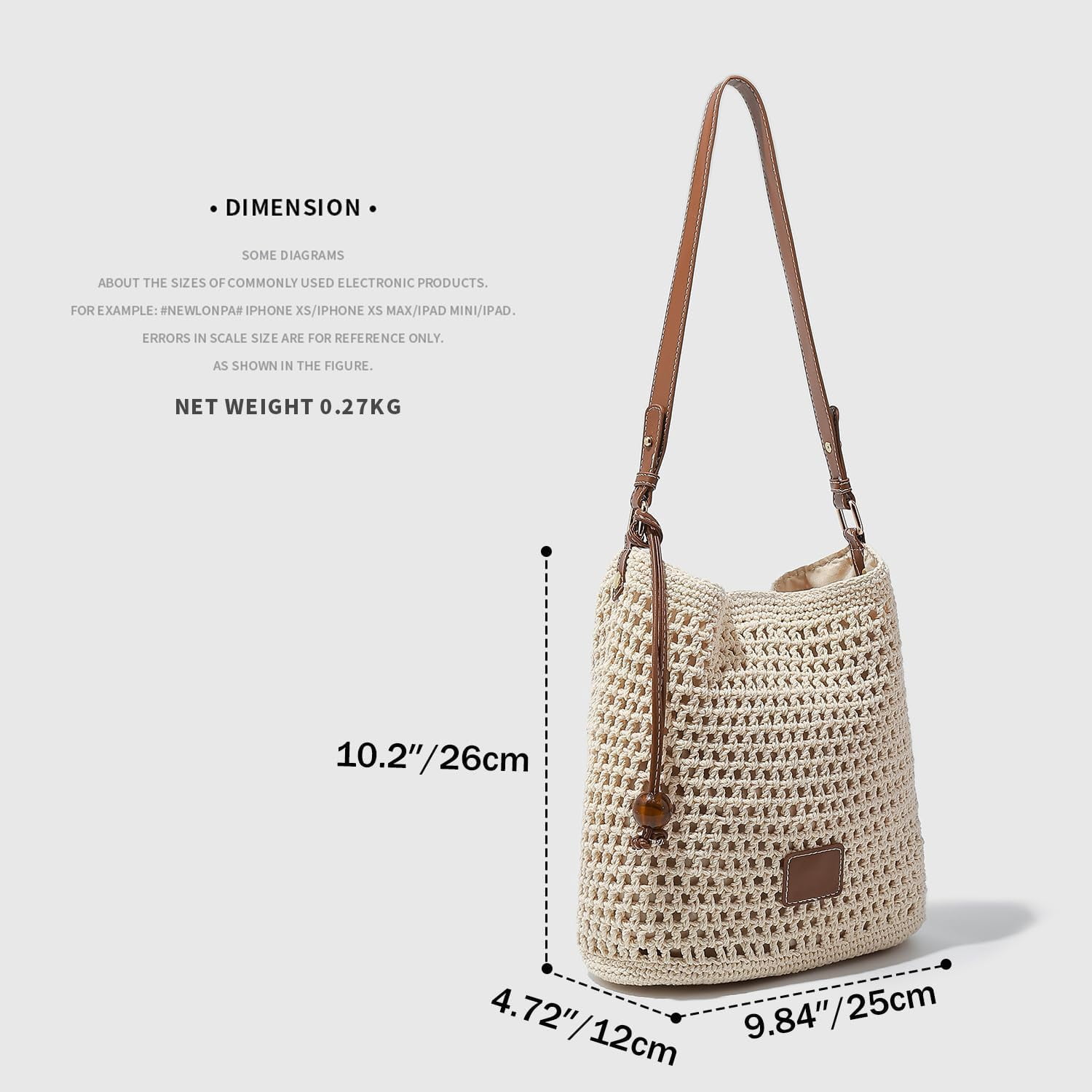 Large Capacity Crochet Knitted Summer Tote, Woven Beach Shoulder Bag, Bohemian Hollow Purses for Shopping Vacation