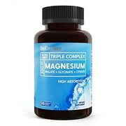 BioEmblem Triple Magnesium Complex | 300mg of Magnesium Glycinate, Malate, Citrate for Muscles, Nerves, Energy | High Absorption | Vegan, Non-GMO | 90 Capsules