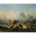 thumbnail image 2 of Joseph Heicke 24x20 Black Ornate Framed Double Matted Museum Art Print Titled: Alm with Cattle (1851), 2 of 5
