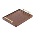 thumbnail image 4 of Bandeja de madera para servir con asas de metal, tablero de madera, elegante bandeja otomana para 40x30cm, 4 of 9