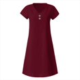 thumbnail image 6 of Laqbezok Cotton Linen Dress, Women's Casual V-Neck Short Sleeve Retro Sundress, Loose Fit A-Line Gown with Decorative Buttons, 6 of 8