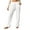 White, variant on IWRICH Women's Linen Pants High Waisted Wide Leg Straight Fall Casual Loose Trousers with Pockets White XL