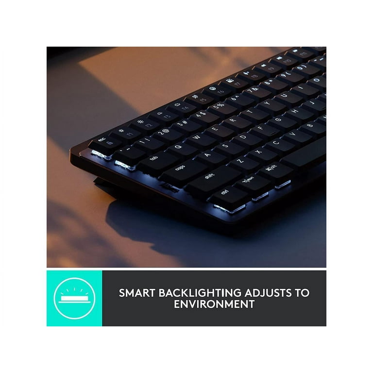 Logitech MX Mechanical Mini Wireless Illuminated Keyboard, Clicky Switches,  Backlit, Bluetooth, USB-C, macOS, Windows, Linux, iOS, Android, Metal 
