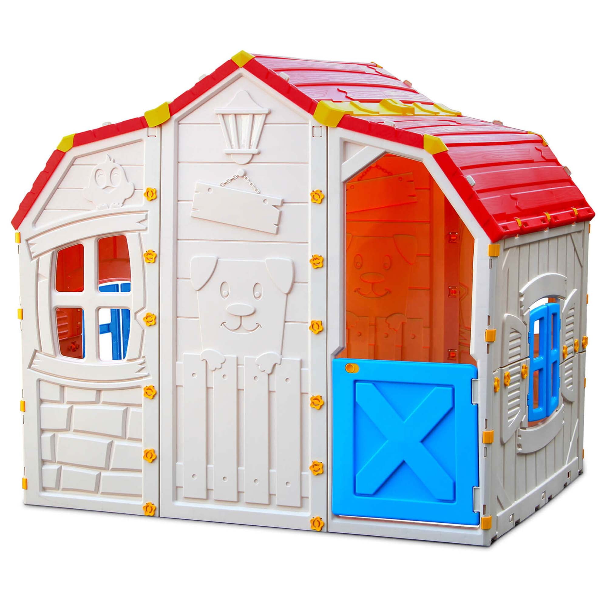 Costway Kids Playhouse Large Outdoor Cottage for 4 Kids with