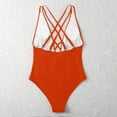 thumbnail image 5 of WREESH Women's Fashion V-Neck One Piece Swimsuit Tummy Control - Crisscross Backless Monokini High Cut Swimwear Summer Beachwear 2025 Orange, 5 of 5
