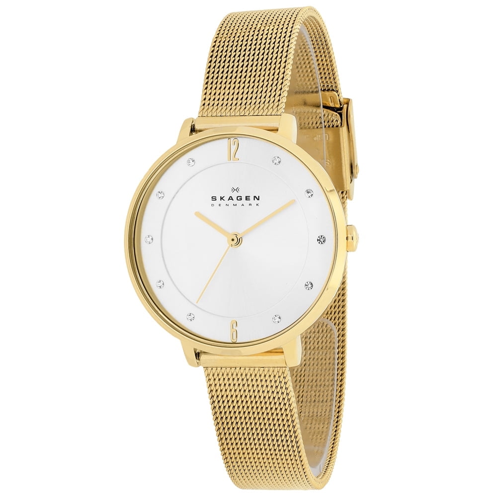 Free Shipping! Skagen Anita Gold Tone Mesh Bracelet Crystallized