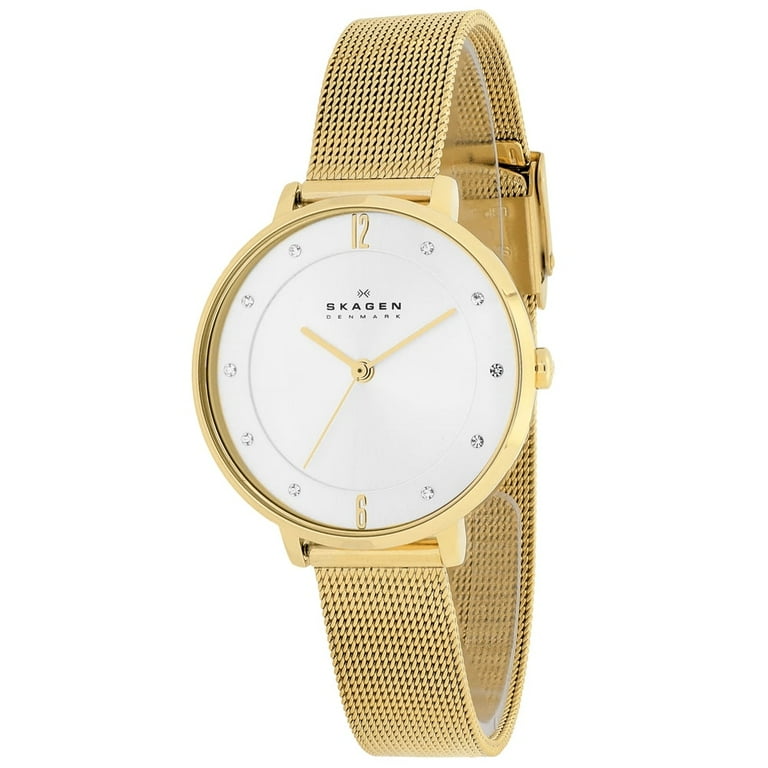 Free Shipping! Skagen Anita Gold Tone Mesh Bracelet Crystallized