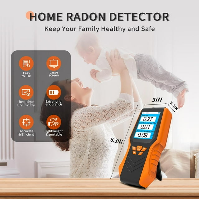 Household radon detector, air quality detector 0.3-270pci/L