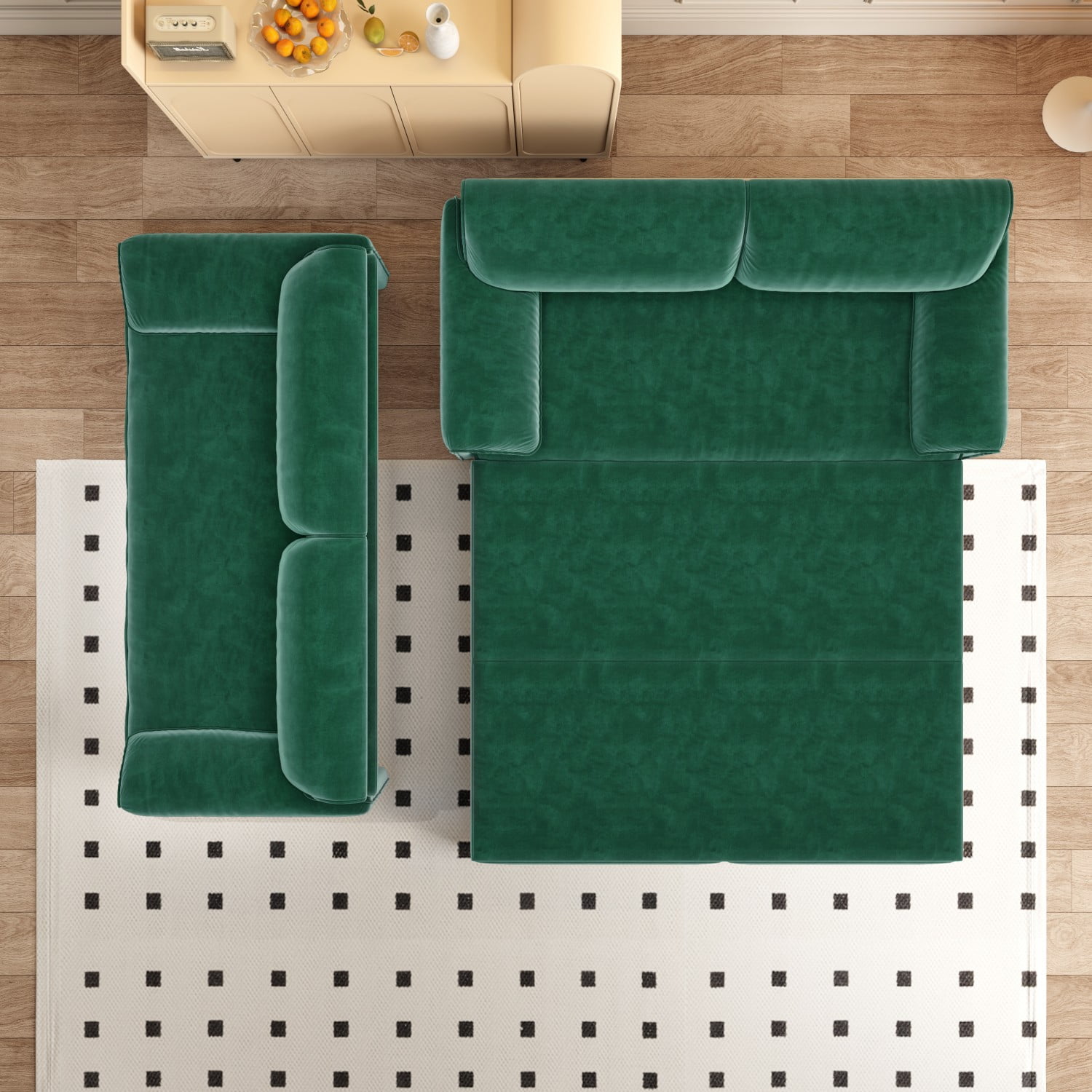 66" Queen Pull Out Sofa Bed, 3-in-1 Convertible Sleeper Sofa with Side Storage,Multi-Functional Velvet Loveseat Bed for Living Room,Bedroom,Apartment,Office.Green